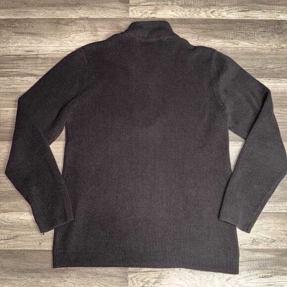 Calvin Klein 1/4 Zip Mock Neck Ribbed Pullover Sweater Men’s Brown Cotton Large - Picture 3 of 4